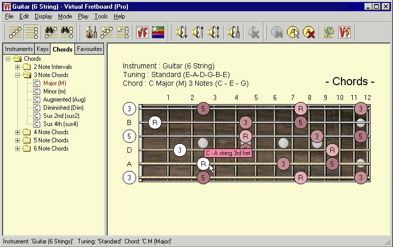 Virtual Fretboard for Guitar