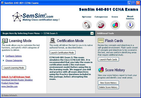 SemSim 640-801 CCNA Practice Exams