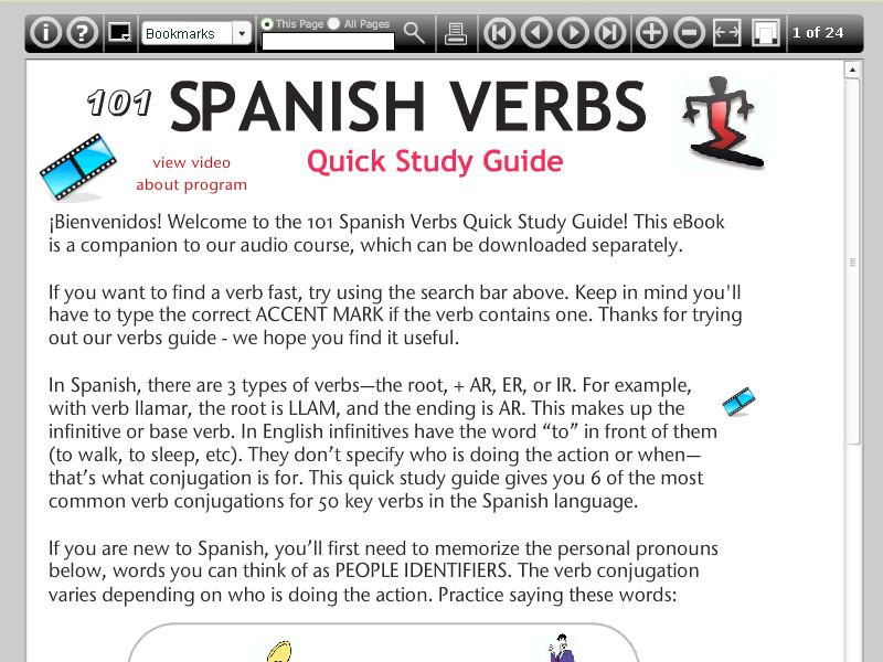 101 Spanish Verbs Quick Study Guide 1.0