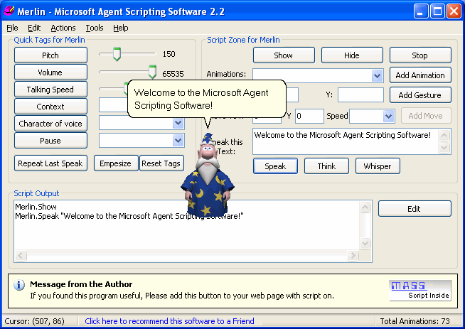MSAgent Scripting Software