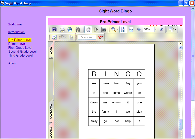 Sight Word Bingo 2.00