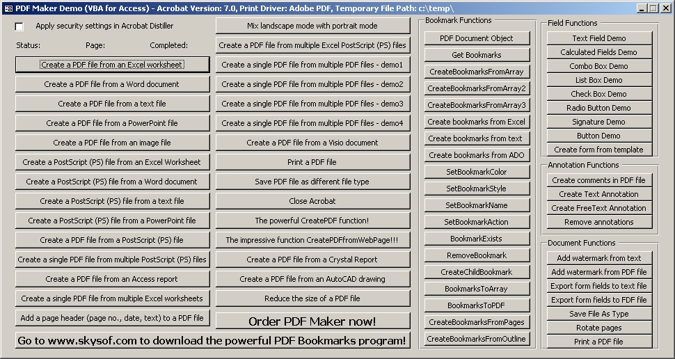 Field functions. Pdf maker.