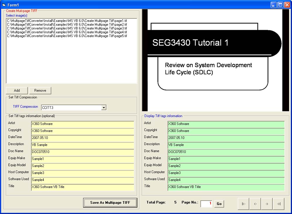 X360 Multi-page Tiff Converter SDK