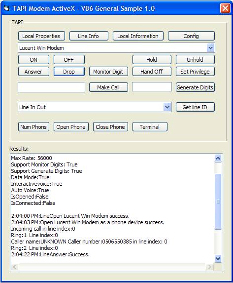 TAPI Modem ActiveX (OCX)