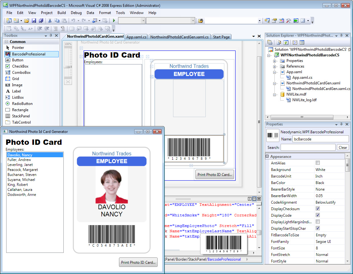 WPF Barcode Professional