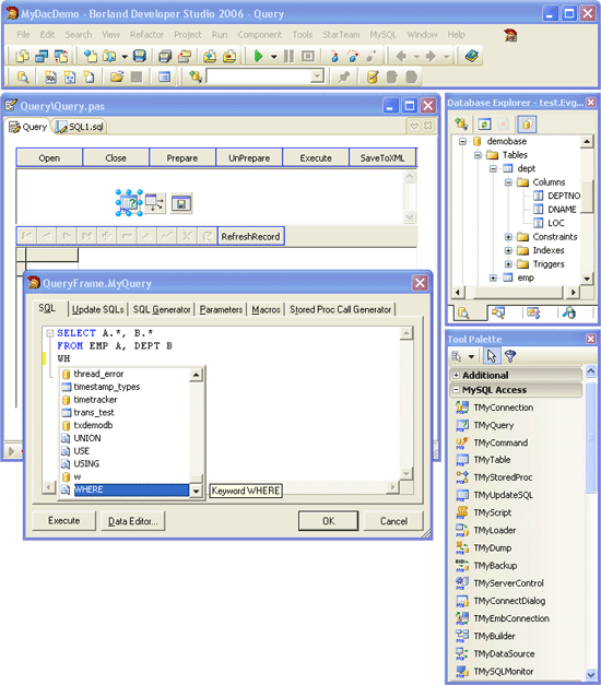Access execute. Borland developer Studio. MYSQL Скриншоты. Interbase Borland 7.1 Интерфейс. Палитра инструментов Lazarus.