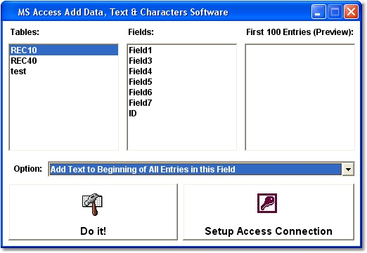 MS Access Add Data, Text & Characters To Tables Software