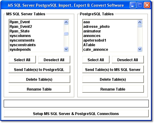 MS SQL Server PostgreSQL Import, Export & Convert Software