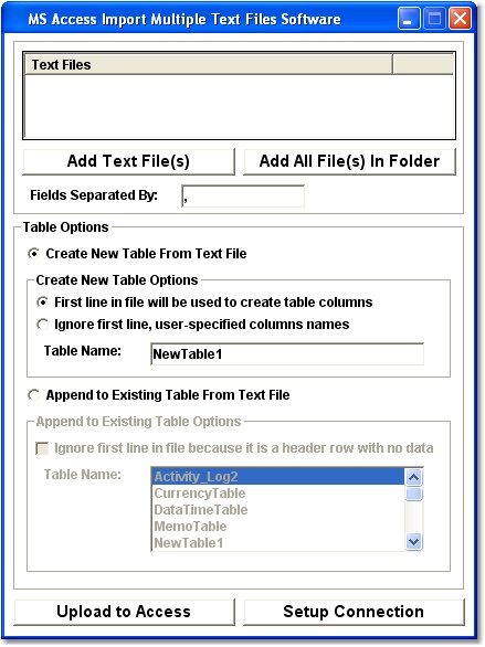 MS Access Import Multiple Text Files Software