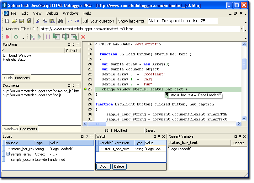 SplineTech JavaScript Debugger