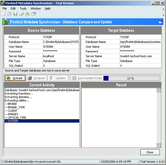 Firebird Metadata Synchronizer