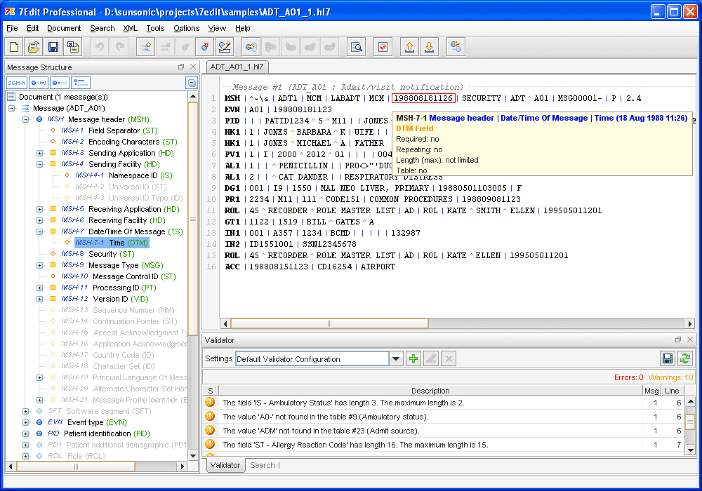 7Edit (HL7 browser/editor)