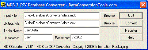 DataConversionTools.com MDB Exporter 1.01