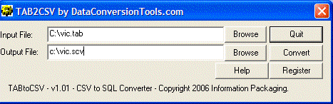 DataConversionTools.com TABtoCSV Converter