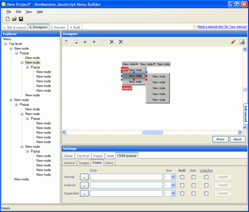 Javascript Menu Builder