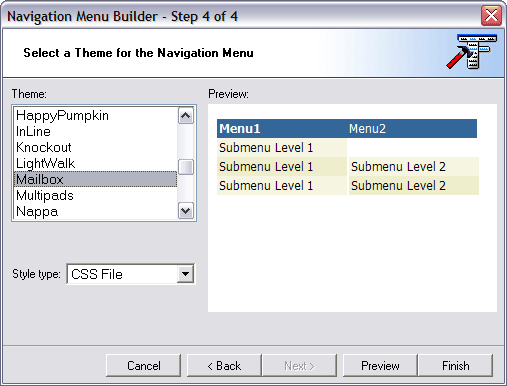 Javascript Menu Builder for CodeCharge Studio