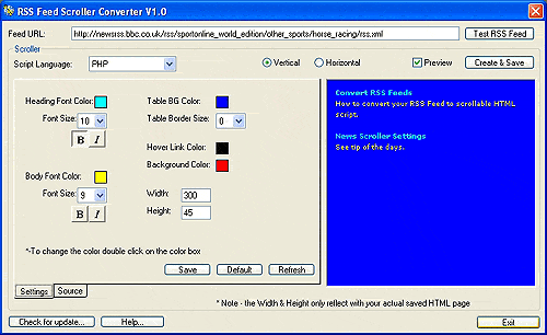 RSS Feeds Scroller Converter
