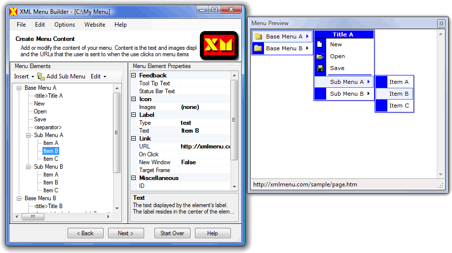 XML Menu Builder/Free License