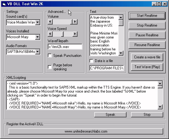Text To Wave ActiveX Server DLL