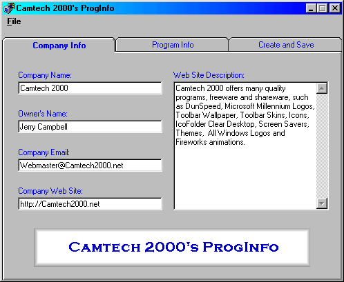 ProgInfo 1.5 by Camtech 2000- Software Download