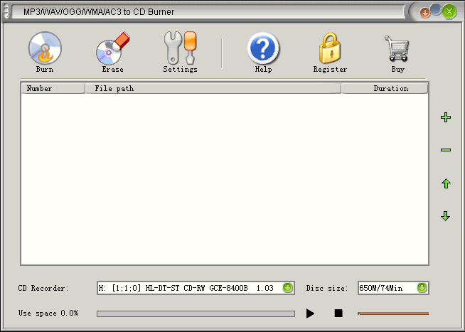 MP3/WAV/OGG/WMA/AC3 to CD Burner