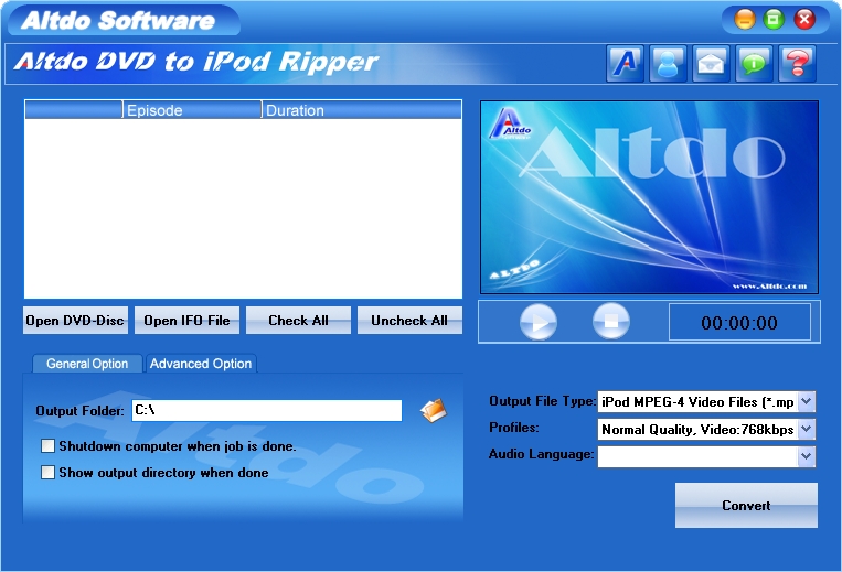Altdo DVD to iPod Ripper