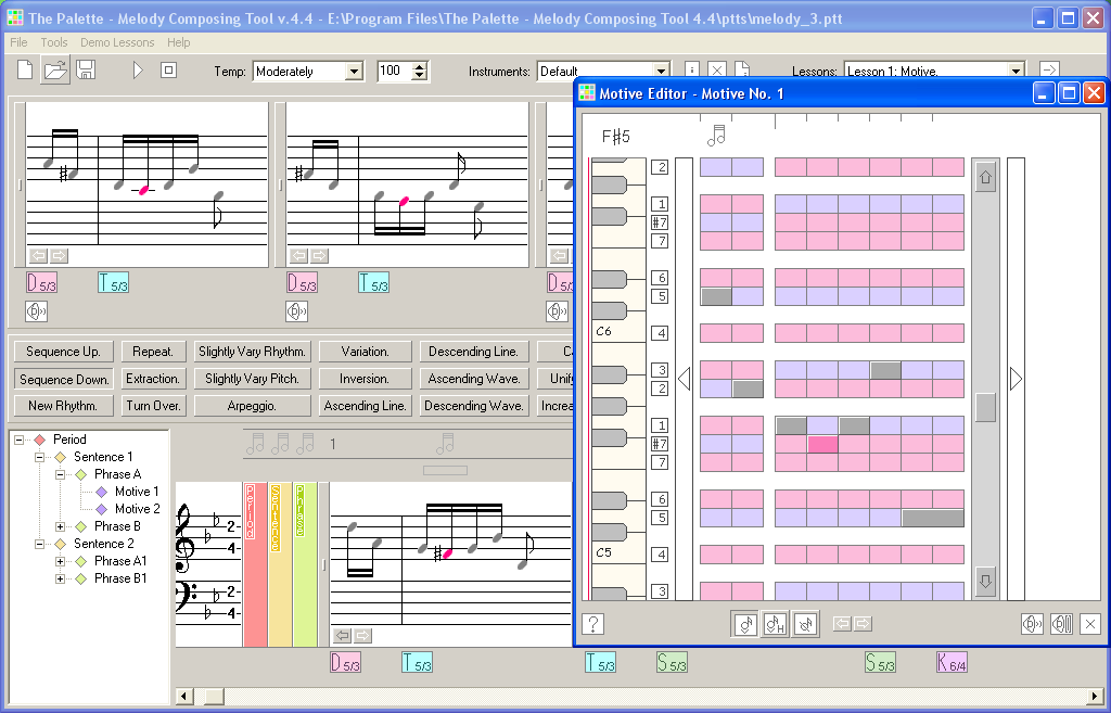 The Palette Melody Composing Tool