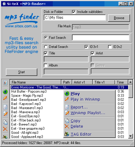 MP3-finder 1.4MP3 Search Tools by Sitex Ltd. - Software Free Download