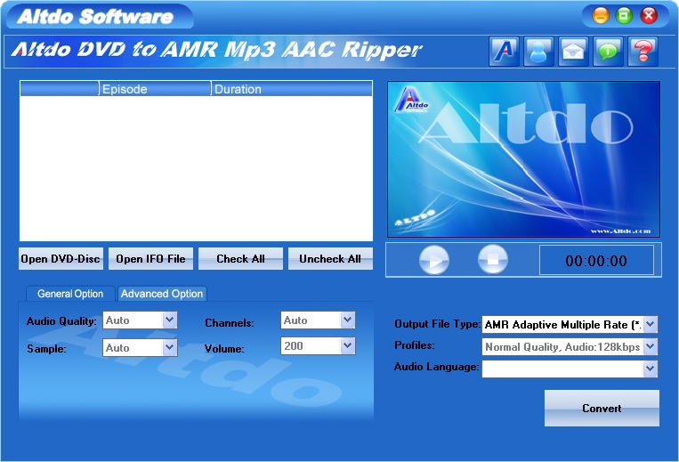 Altdo DVD to AMR MP3 AAC Ripper