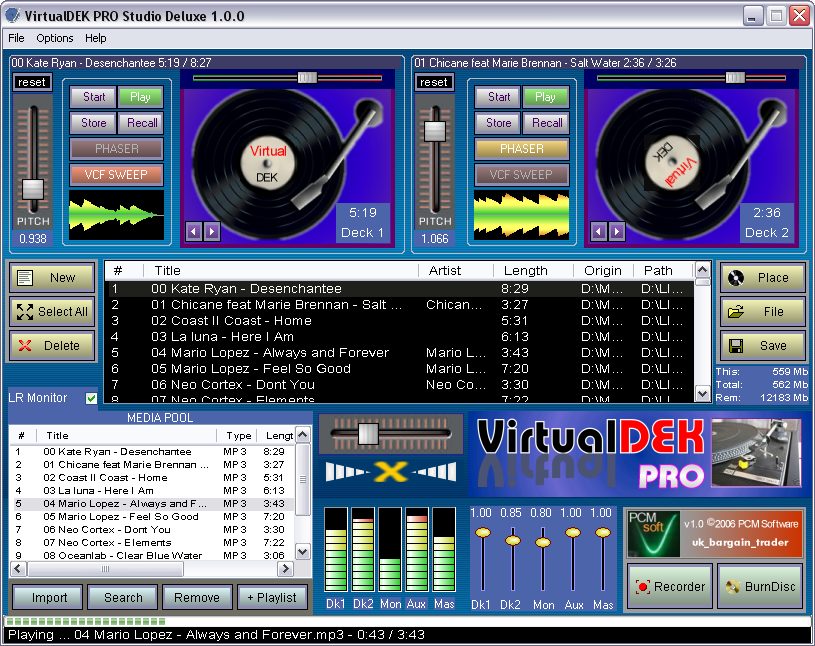 Virtual Deck DJ Mixing Suite 1.00