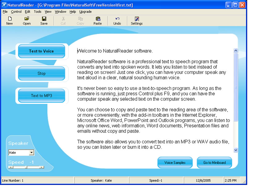 Free Natural Text to Speech Reader