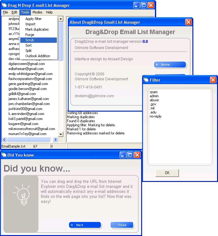 DragNDrop Email List Manager