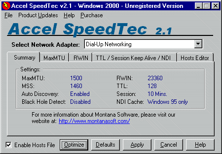 Accel SpeedTec 2.1.185Dial-up & Connectivity by Montana Software - Software Free Download