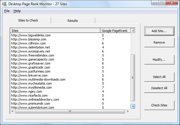 Desktop Google Page Rank Monitor
