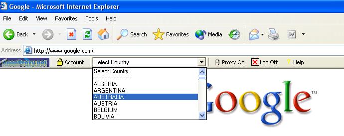 Country Choice Anonymous Proxy Bar