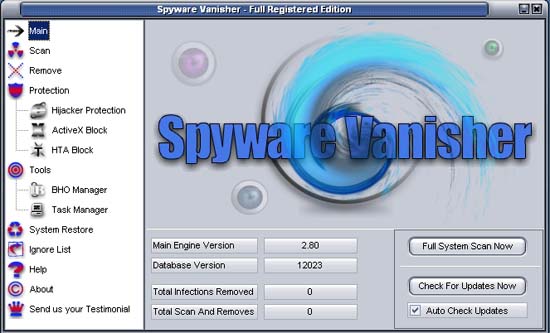 Free Spyware Vanisher Spyware Removal