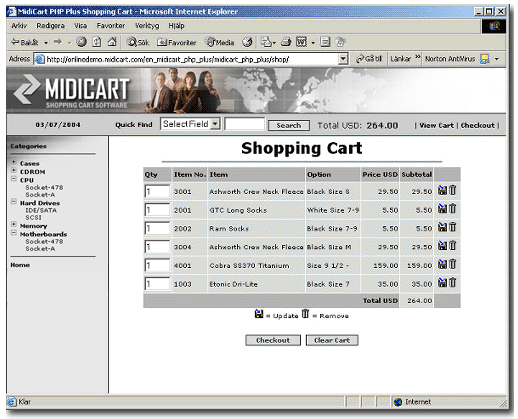 MidiCart ASP Shopping Cart 6.05