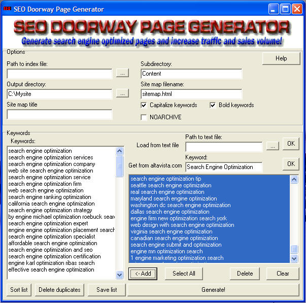 SEO Doorway Page Generator