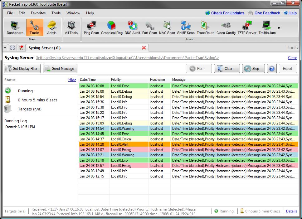 syslog server for windows softwares Free download FreeWares