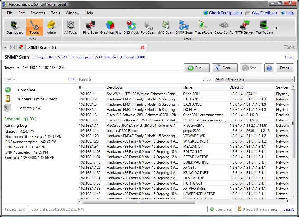 FREE PacketTrap SNMP Scan