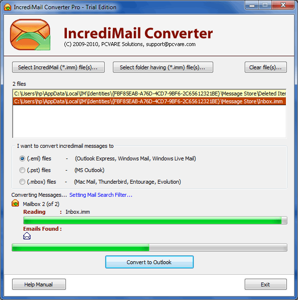 IncrediMail to Outlook Express Conversion