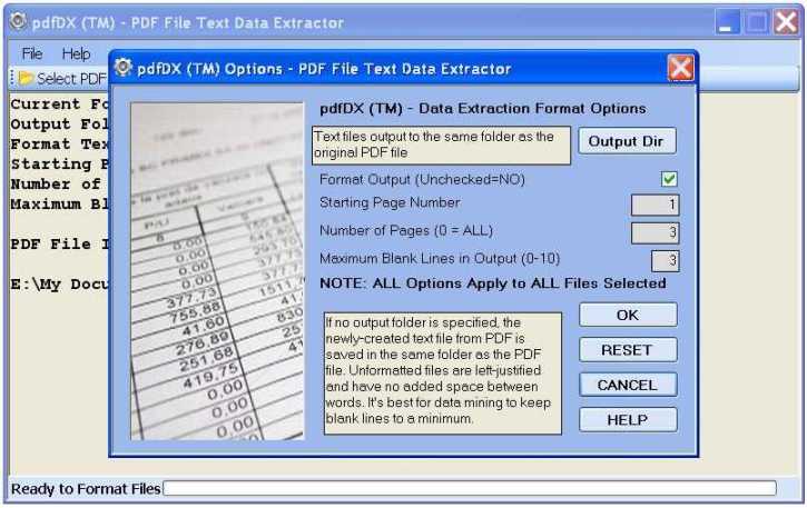 pdfDX PDF File Text Data Extractor