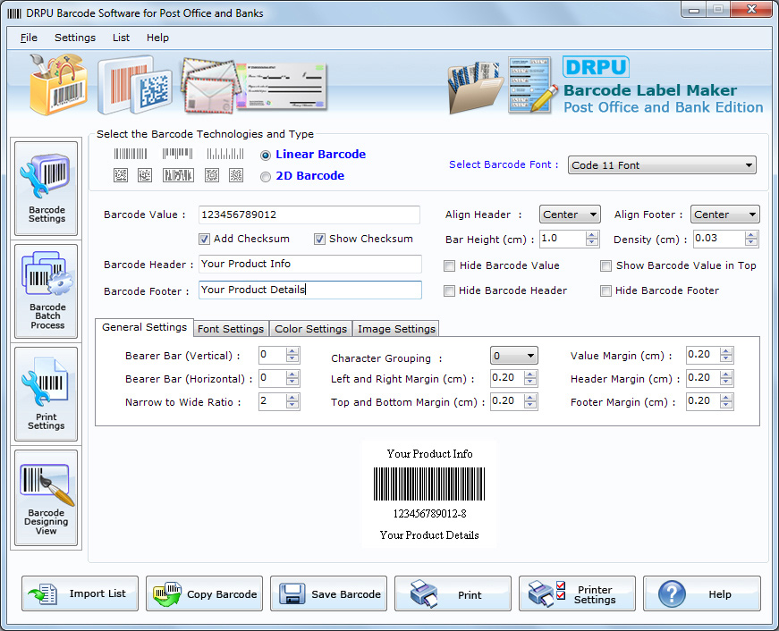 Postal Mail Barcode Fonts