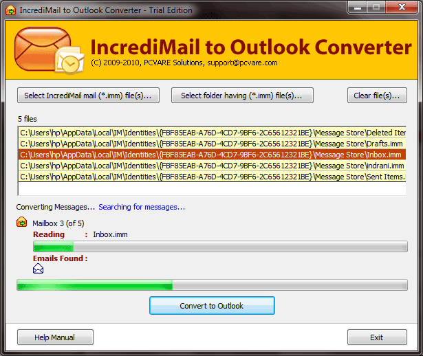 Transfer Email from IncrediMail to Outlook