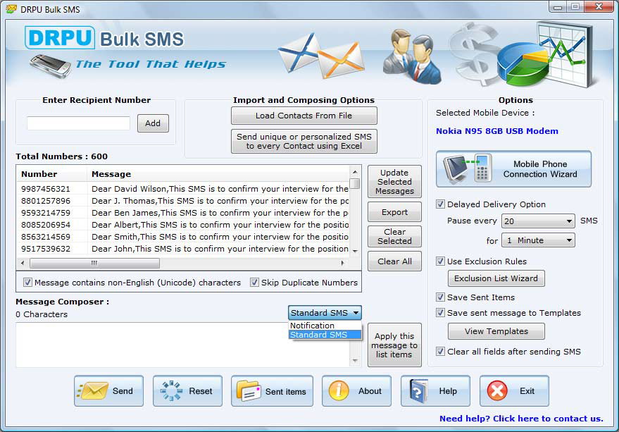 Bulk SMS from PC