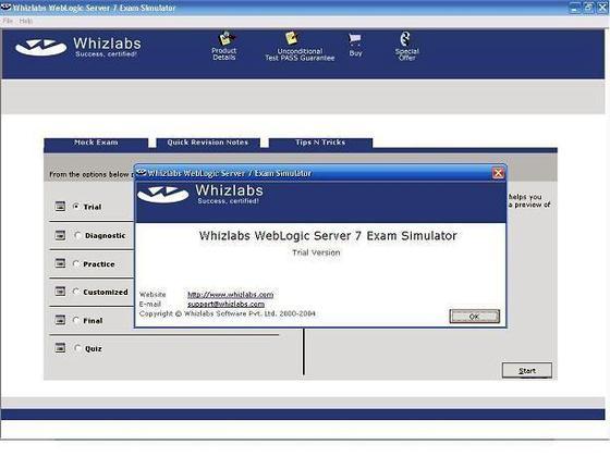 Whizlabs WebLogic 7.0 Exam Simulator