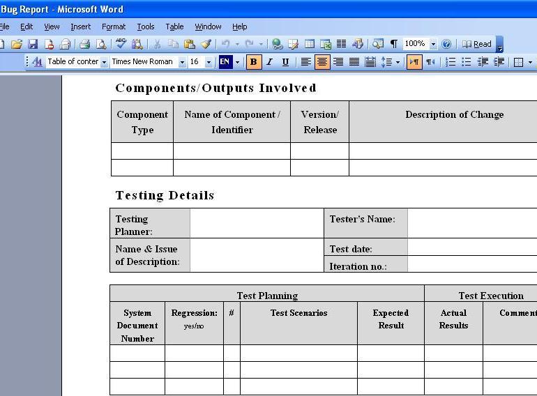 Bug Report Template