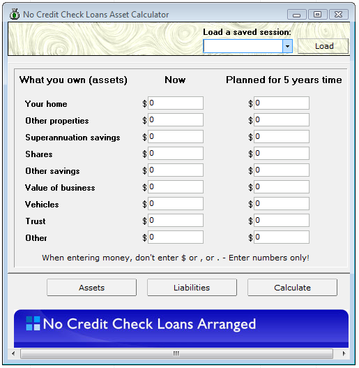 No Credit Check Loans Asset Calculator