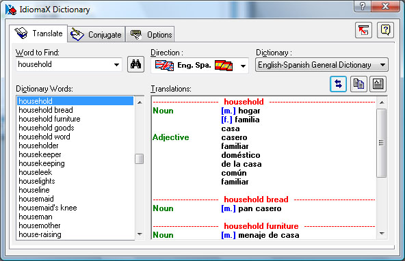 IdiomaX EnglishSpanish Dictionary