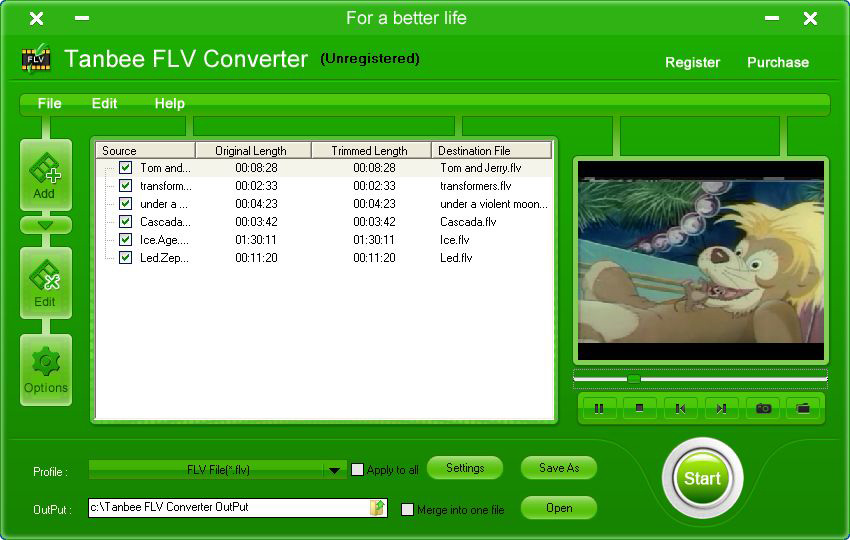 Tanbee Video to FLV Converter